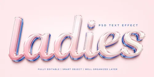 高质量3D立体字女士奶油风字体效果PSD模板素材 3d st