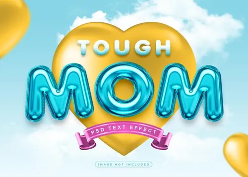 高质量3D立体字蓝色气球字体效果PSD模板素材 3d sty