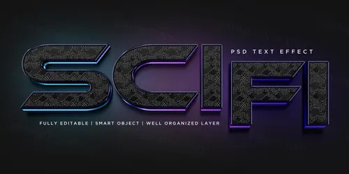 高质量3D立体字科技风电路板渐变字体效果PSD模板素材 3d