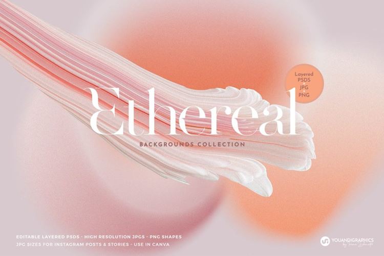 抽象主义液体形状多彩渐变颗粒状纹理背景素材 Ethereal