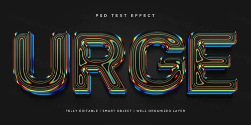 高质量3D立体字黑色镀铬金属流体渐变字体效果PSD模板素材