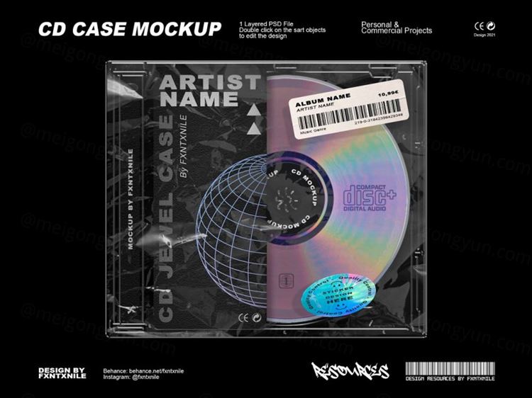 高品质珠光CD光盘盒塑料包装音乐封面设计贴图样机模板 CD Jewel Case Mockup