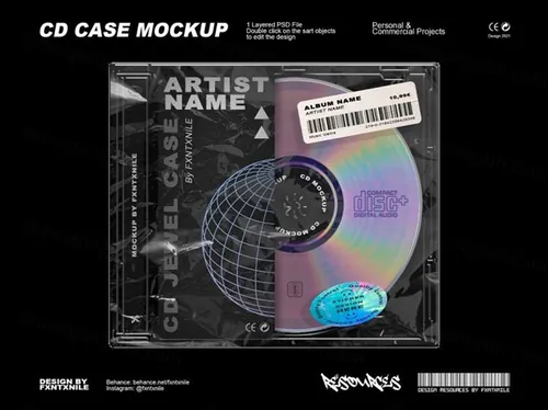 高品质珠光CD光盘盒塑料包装音乐封面设计贴图样机模板 CD Jewel Case Mockup