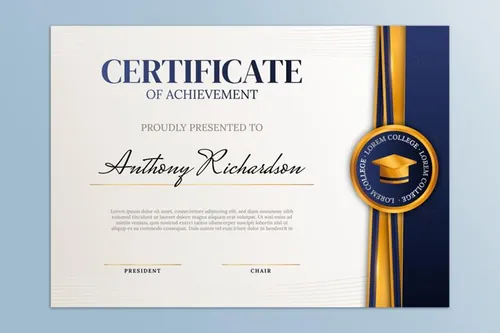 2022年毕业季深蓝金色毕业荣誉证书学位证EPS矢量模板素材