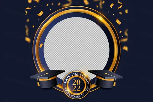 2022年毕业季深蓝金色毕业头像边框装饰EPS矢量模板素材