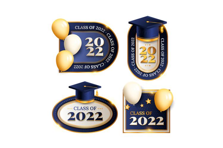 2022年毕业季深蓝金色毕业庆典LOGO勋章徽章EPS矢量模