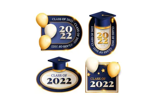2022年毕业季深蓝金色毕业庆典LOGO勋章徽章EPS矢量模
