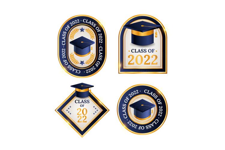 2022年毕业季深蓝金色毕业庆典LOGO勋章徽章EPS矢量模