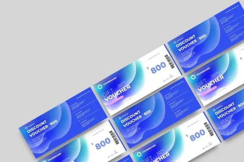 时尚高端简约多用途蓝色渐变背景打折促销sale礼品券入场券门票设计矢量模板 srtp-g...