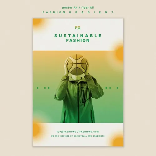 极简风时尚黄绿色渐变个性排版宣传海报PSD模板素材 Fash