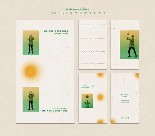 极简风时尚黄绿色渐变个性排版宣传海报PSD模板素材 Fashion gradient template