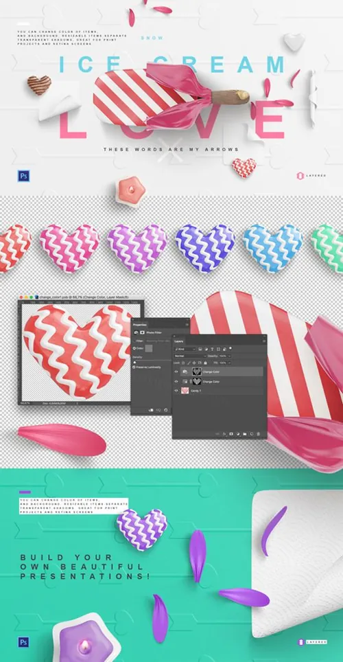 可爱的糖果品牌场景模拟设计素材Lovely Things Mockup Scenes