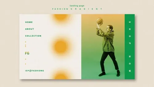 极简风时尚黄绿色渐变个性排版宣传海报PSD模板素材 Fashion gradient template