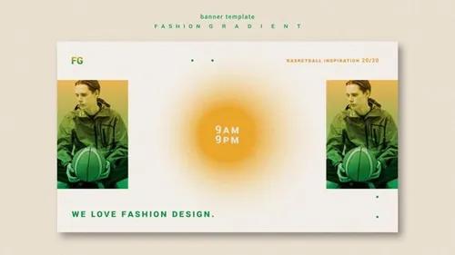 极简风时尚黄绿色渐变个性排版宣传海报PSD模板素材 Fashion gradient template