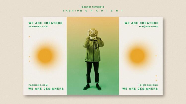 极简风时尚黄绿色渐变个性排版宣传海报PSD模板素材 Fash