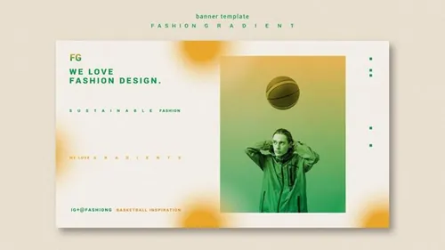 极简风时尚黄绿色渐变个性排版宣传海报PSD模板素材 Fashion gradient template