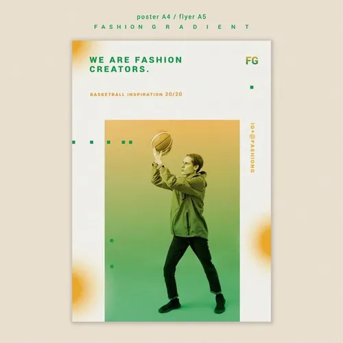 极简风时尚黄绿色渐变个性排版宣传海报PSD模板素材 Fash