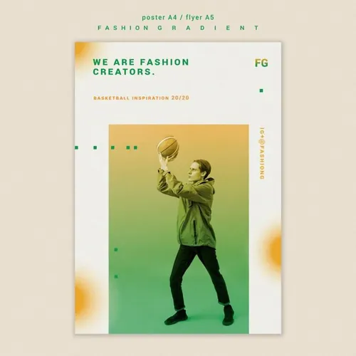 极简风时尚黄绿色渐变个性排版宣传海报PSD模板素材 Fashion gradient template