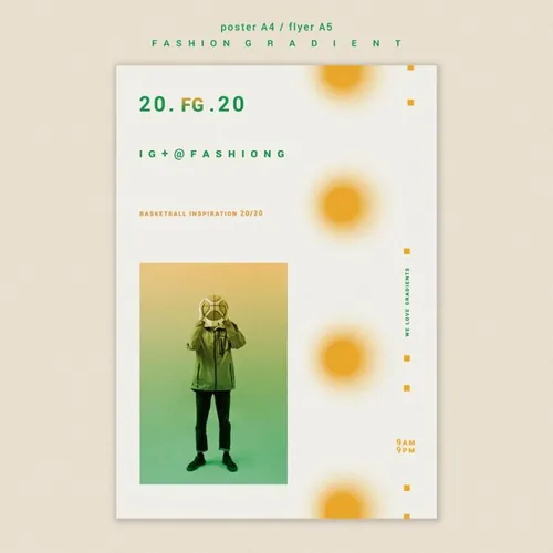 极简风时尚黄绿色渐变个性排版宣传海报PSD模板素材 Fashion gradient template