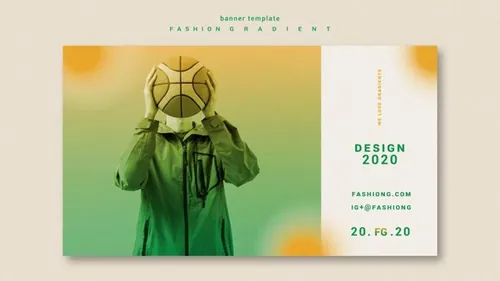 极简风时尚黄绿色渐变个性排版宣传海报PSD模板素材 Fashion gradient template