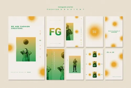 极简风时尚黄绿色渐变个性排版宣传海报PSD模板素材 Fash