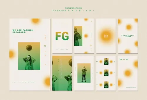 极简风时尚黄绿色渐变个性排版宣传海报PSD模板素材 Fashion gradient template