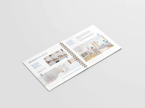 方形装订小册子画册设计提案样机PSD模板 Square Binded Brochure Mockup