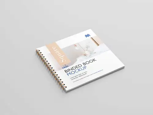 方形装订小册子画册设计提案样机PSD模板 Square Binded Brochure M