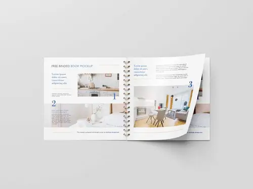方形装订小册子画册设计提案样机PSD模板 Square Binded Brochure M