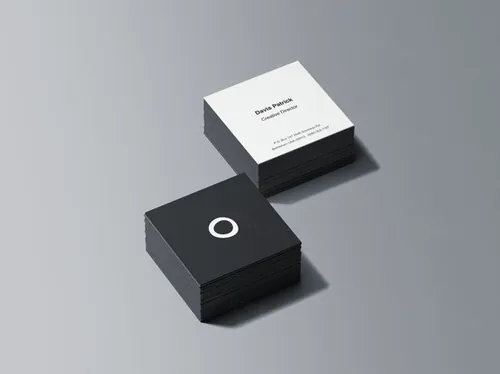 优雅的方块名片堆叠场景样机模板 Square Business Card Stacks Mockup