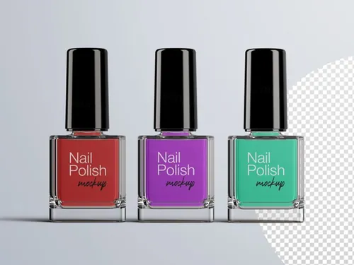 指甲油化妆品包装设计提案样机PSD模板 Cosmetic mockup nail polish bottle packaging