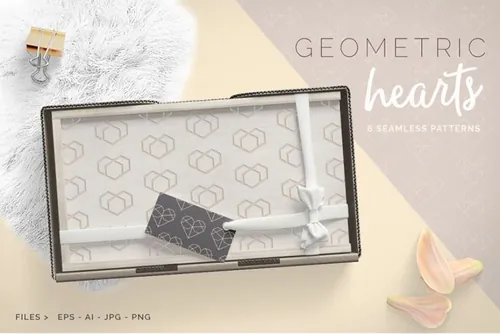 爱心几何无缝背景纹理 Geometric Hearts Pa