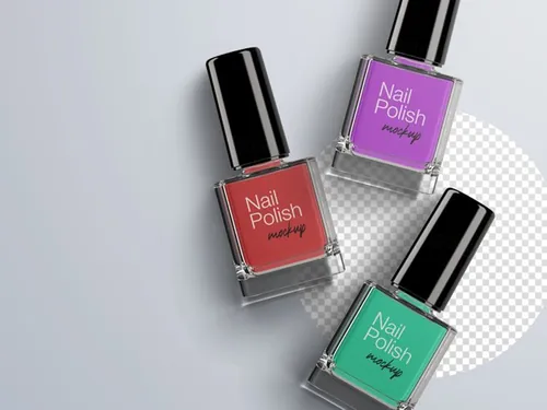 指甲油化妆品包装设计提案样机PSD模板 Cosmetic mockup nail polish bottle packaging