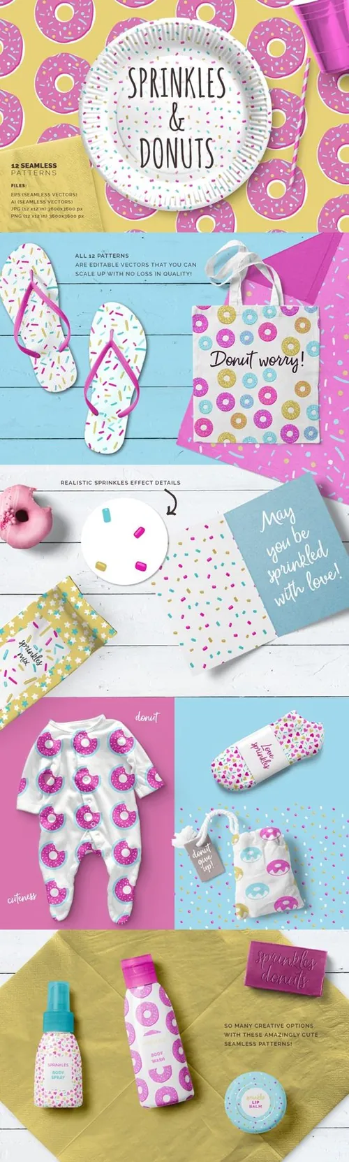 甜甜圈点状背景纹理素材 Sprinkles  Donuts