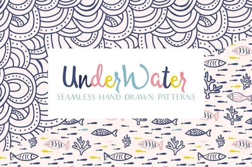 水下池塘元素图案集合 Underwater Pattern