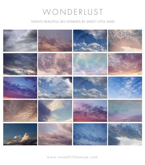 好用的天空背景素材 Wonderlust Sky Overlays
