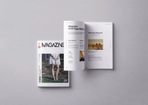 俯视图书籍杂志模型PSD贴图模板Psd Magazine Mockup