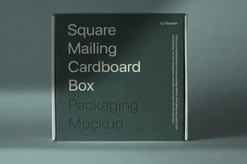 牛皮瓦楞纸快递包装盒设计贴图展示样机模板 Square Psd Packaging Box Mockup