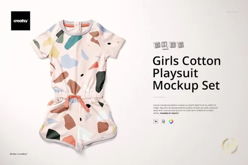 女童纯棉连体衣套装母婴品牌设计提案样机模板 Girl\'s C