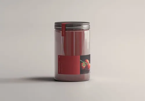 番茄酱罐头包装设计样机贴图模板 Tomato Jar Mockup