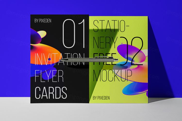 邀请函折页宣传单设计提案场景展示样机模板 Invitatio