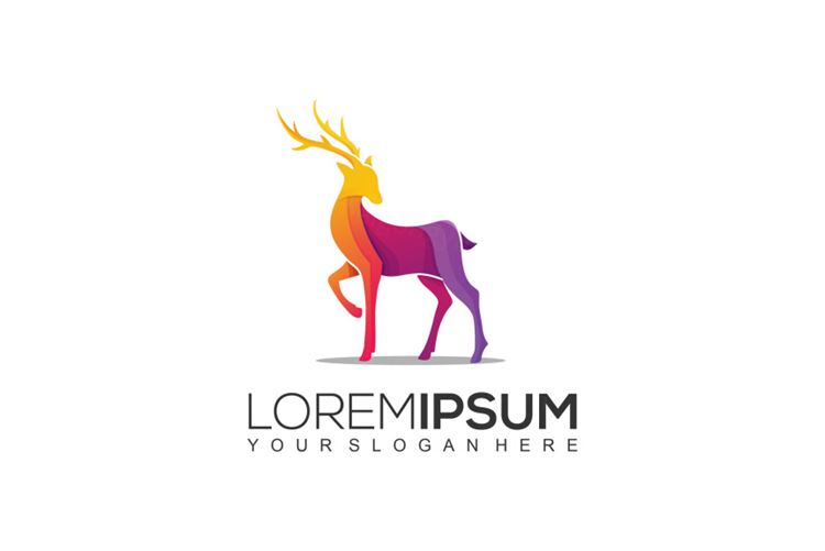 山羊渐变多彩动物LOGO商标矢量素材 Logo illustration gradient colorful style