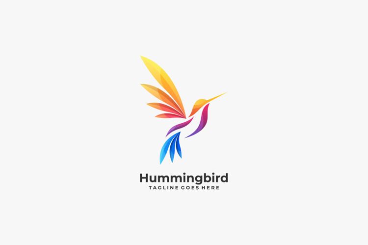 渐变多彩蜂鸟动物LOGO商标矢量素材 Logo illustration gradient colorful style