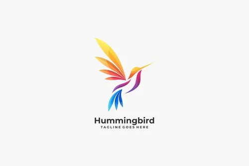 渐变多彩蜂鸟动物LOGO商标矢量素材 Logo illustration gradient colorful style