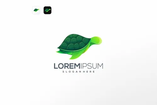 渐变多彩绿海龟动物LOGO商标矢量素材 Logo illustration gradient colorful style
