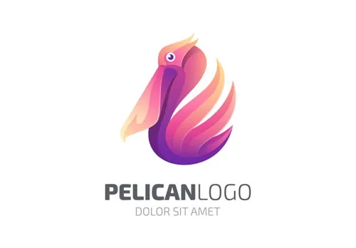 渐变多彩鹈鹕动物LOGO商标矢量素材 Logo illustration gradient colorful style