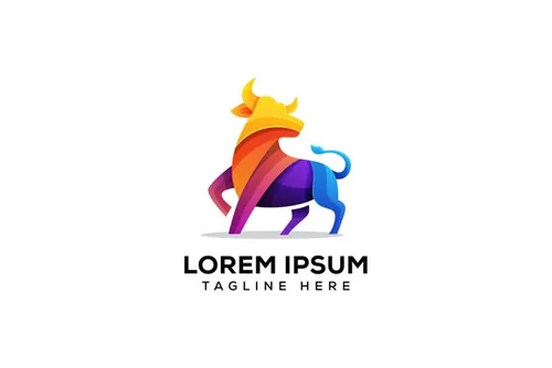 渐变多彩公牛动物LOGO商标矢量素材 Logo illustration gradient colorful style