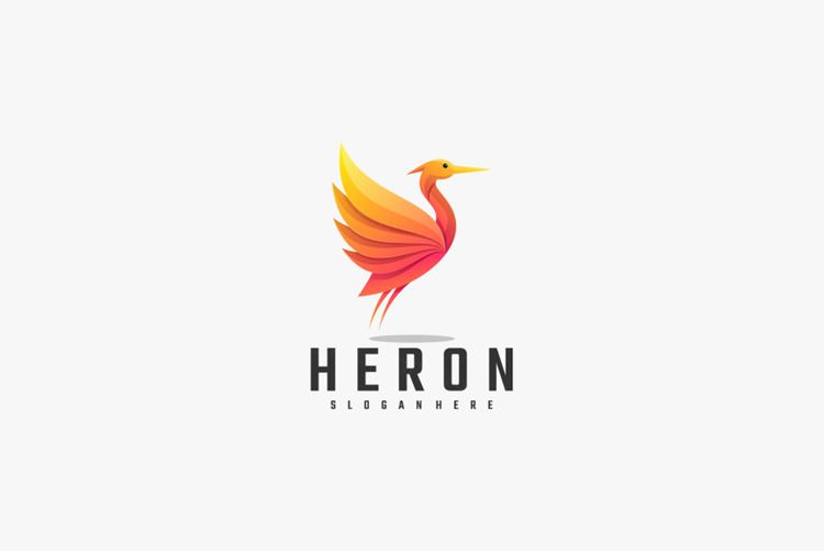 渐变多彩苍鹭动物LOGO商标矢量素材 Logo illustration gradient colorful style