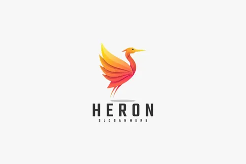 渐变多彩苍鹭动物LOGO商标矢量素材 Logo illustration gradient colorful style