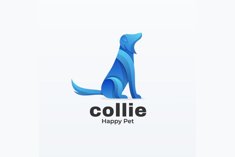 渐变多彩牧羊犬动物LOGO商标矢量素材 Logo illustration gradient colorful style